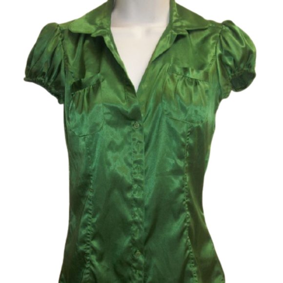 Zara Tops - Zara Green Satin Blouse XS